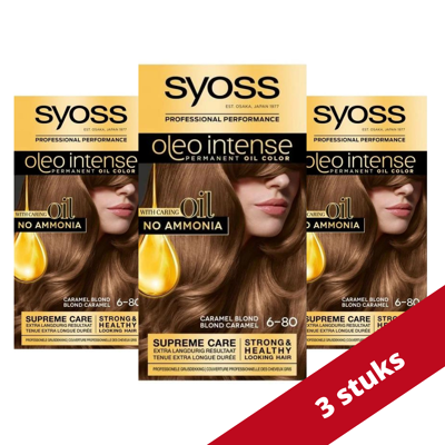 Afbeelding van 3x Syoss Oleo Intense 6 80 Caramel Blond Haarverf