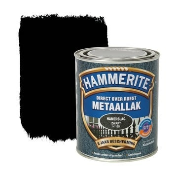 Afbeelding van Hammerite Metaallak Hamerslag Zwart 0,25 liter Kunststof &amp; metaal verf