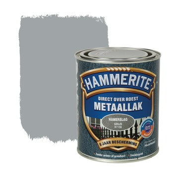 Afbeelding van Hammerite Metaallak Hamerslag Grijs 0,25 liter Kunststof &amp; metaal verf