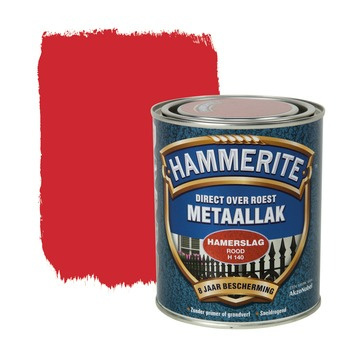 Afbeelding van Hammerite Metaallak Hamerslag Rood 0,25 liter Kunststof &amp; metaal verf