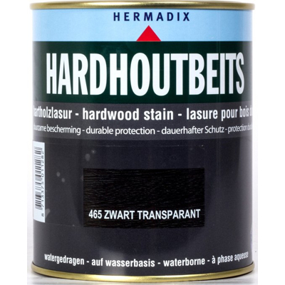 Afbeelding van Hermadix Hardhoutbeits 465 Zwart Transparant 0,75 liter Transparante beits