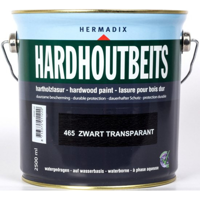 Afbeelding van Hermadix Hardhoutbeits 465 Zwart Transparant 2,5 liter Transparante beits