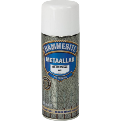 Afbeelding van Hammerite Metaalverf Spray Hamerslag Wit Aflak voor kunststof en metaal