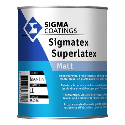Afbeelding van Sigma Sigmatex Superlatex Matt 1 Liter Hoogwaardige Plafond &amp; Muurverf