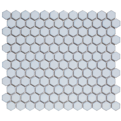Afbeelding van The Mosaic Factory Barcelona mozaïektegel 2.3x2.6x0.5cm Hexagon Geglazuurd porselein Zacht blauw met retro rand