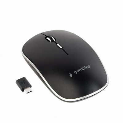 Afbeelding van Gembird Fluisterstille draadloze optische muis, USB Type C ontvanger, zwart
