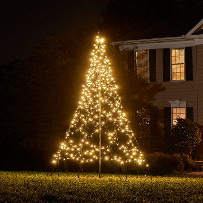 Afbeelding van Fairybell Vlaggenmast Kerstboom 3 meter 480 LED lampjes Inclusief mast Warm wit