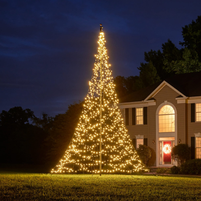 Afbeelding van Fairybell Vlaggenmast Kerstboom 6 meter 1200 LED lampjes Warm wit