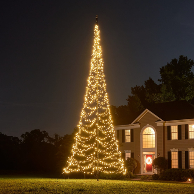 Afbeelding van Fairybell Vlaggenmast Kerstboom 8 meter 1500 LED lampjes Warm wit