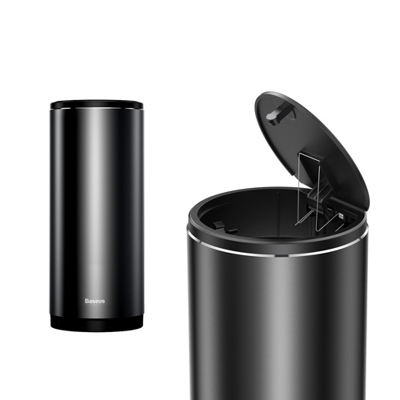 Afbeelding van Baseus Mini Afvalbak voor Auto Bekerhouder met Sluitbaar Deksel Zwart