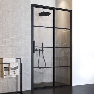 Afbeelding van Sealskin Soho schuifdeur rechts 120x210cm voor in nis met mat zwart profiel en helder glas