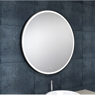 Afbeelding van Wiesbaden Maro spiegel rond met LED, dimbaar en spiegelverwarming 100 cm mat zwart