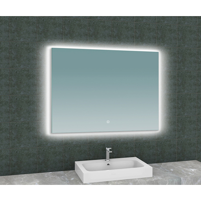 Afbeelding van Wiesbaden Soul spiegel rechthoek met LED, dimbaar en spiegelverwarming 100 x 80 cm