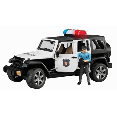 Afbeelding van Bruder Jeep Wrangler Unlimited Rubicon politieauto met politieman 1:16