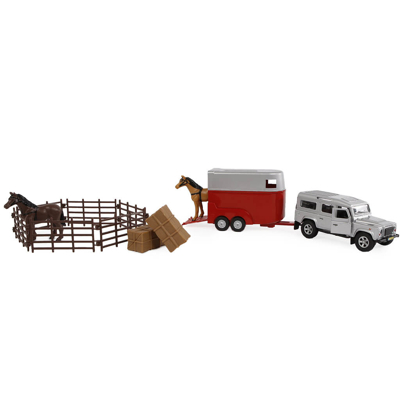 Afbeelding van Land Rover met paardentrailer en accessoires van Kids Globe