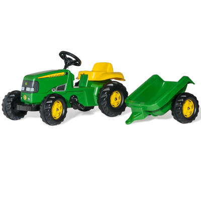Afbeelding van Rolly Toys RollyKid tracteur à pédales avec remorque John Deere vert