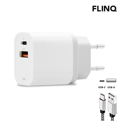 Afbeelding van FlinQ Universele Snellader Met USB A En C aansluiting ActievandeDag.be Dagelijks De Beste Deals Korting Tot Wel 80%