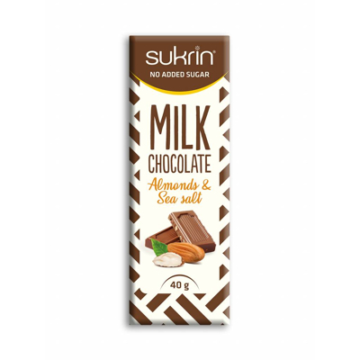Afbeelding van Sukrin Melkchocolade met amandelen en zeezout (40 gr)