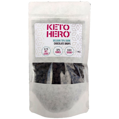 Afbeelding van Keto Hero Pure Belgische Chocolade Druppels, 70% (300 gr)