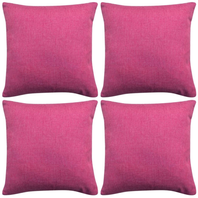 Afbeelding van Kussenhoezen 4 stuks linnen look roze 80x80 cm