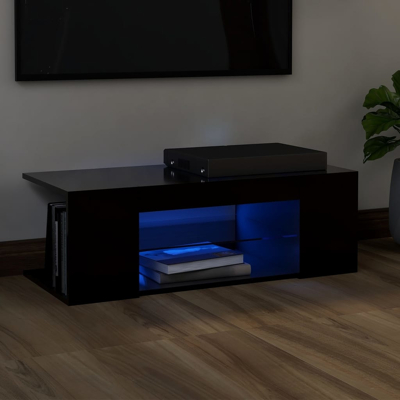Afbeelding van Tv meubel met LED verlichting 90x39x30 cm zwart