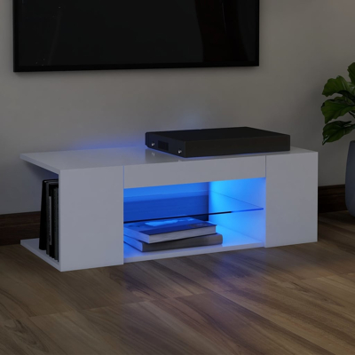 Afbeelding van Tv meubel met LED verlichting 90x39x30 cm wit
