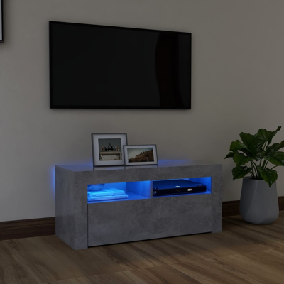 Afbeelding van Tv meubel met LED verlichting 90x35x40 cm betongrijs