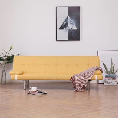 Afbeelding van Slaapbank met twee kussens polyester geel