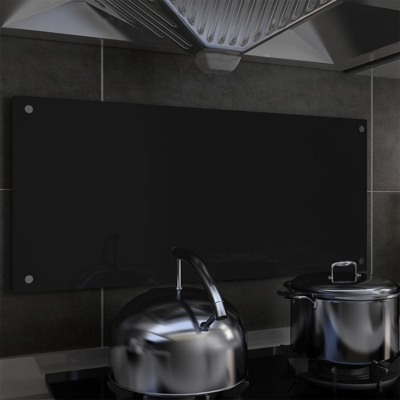 Afbeelding van Spatscherm keuken 90x40 cm gehard glas zwart