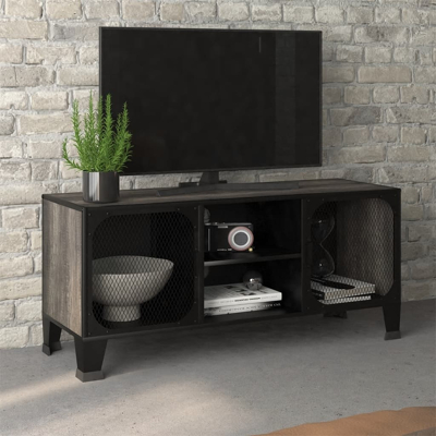 Afbeelding van Tv meubel 105x36x47 cm metaal en MDF grijs