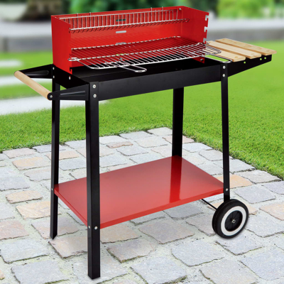 Afbeelding van HI Barbecuewagen houtskool 88x44x83 cm rood