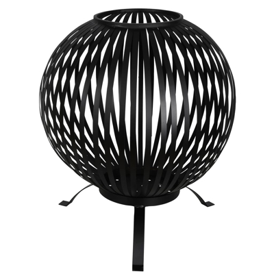 Afbeelding van Esschert Design Vuurkorf balvormig strepen koolstofstaal zwart FF400