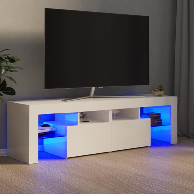 Afbeelding van Tv meubel met LED verlichting 140x36,5x40 cm hoogglans wit