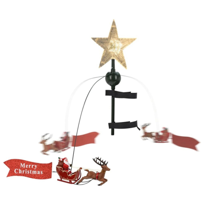 Afbeelding van Piek kerstboom (LED, Ster, Bewegende kerstman, Goud)