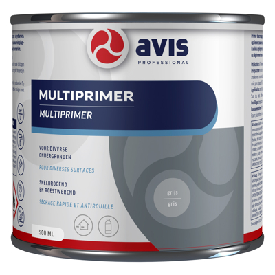 Afbeelding van Avis Multiprimer Grijs 0,5 liter Grondverf &amp; Primer