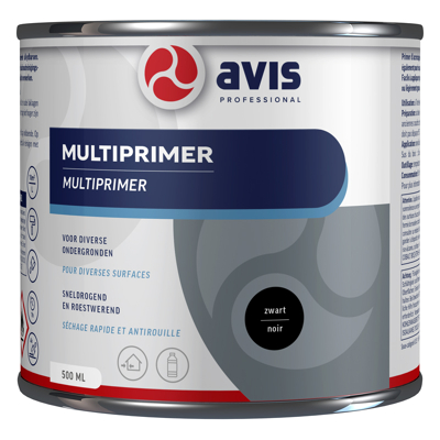 Afbeelding van Avis Multiprimer Zwart 0,5 liter Grondverf &amp; Primer