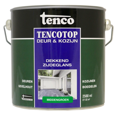 Afbeelding van Tenco TencoTop Deur &amp; Kozijn Dekkend Zijdeglans 2,5 ltr middengroen Buiten onderhoud