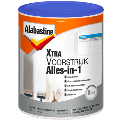 Afbeelding van Alabastine Xtra Voorstrijk Alles in 1 ltr Muurverf &amp; Latex