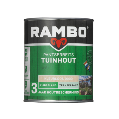 Afbeelding van Rambo Pantserbeits Tuinhout Transparant Zijdeglans Kleurloos 0000 0,75 liter