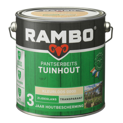 Afbeelding van Rambo Pantserbeits Tuinhout Transparant Zijdeglans Kleurloos 0000 2,5 liter