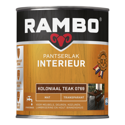 Afbeelding van Rambo Interieur Lak Transparant Mat Koloniaal Teak 0769 0,75 liter