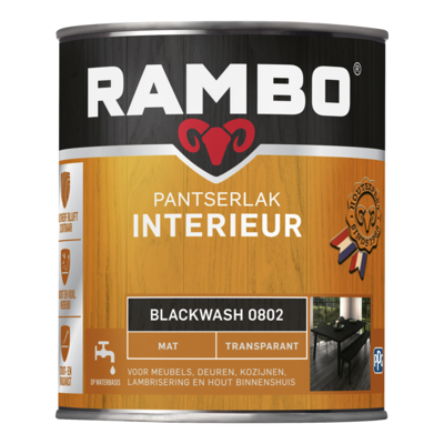 Afbeelding van Rambo Interieur Lak Transparant Mat Blackwash 0802 0,75 liter