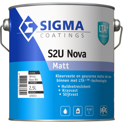 Afbeelding van Sigma S2U Nova Matt 2,5 liter Matte verf voor hout binnen (waterbasis)