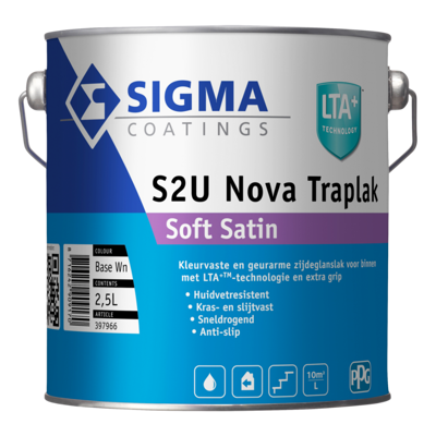 Afbeelding van Sigma S2U Nova Traplak Soft Satin 2,5 liter Houtverf