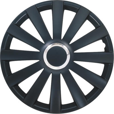 Afbeelding van AutoStyle 4 Delige Wieldoppenset Spyder 13 inch zwart + chroom ring