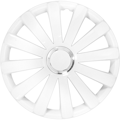 Afbeelding van AutoStyle 4 Delige Wieldoppenset Spyder 13 inch wit + chroom ring