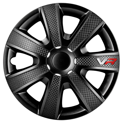 Afbeelding van AutoStyle 4 Delige Wieldoppenset VR 15 inch zwart/carbon look/logo