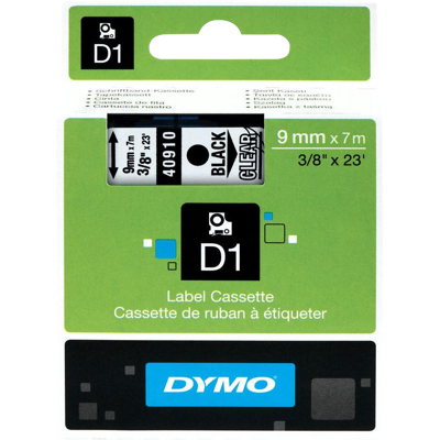 Image de Dymo Authentique D1 Étiquettes Noir Blanc (9 mm x 7 m)
