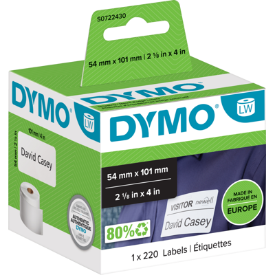 Image de DYMO LW Grandes Étiquettes d&#039;Expédition/Cartes Nominatives Authentiques Blanc (54 x 101 mm