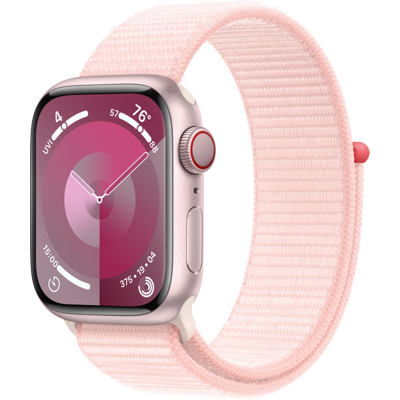 Abbildung von Apple Watch Series 9 41mm Rosa (Rosa Nylon Armband)